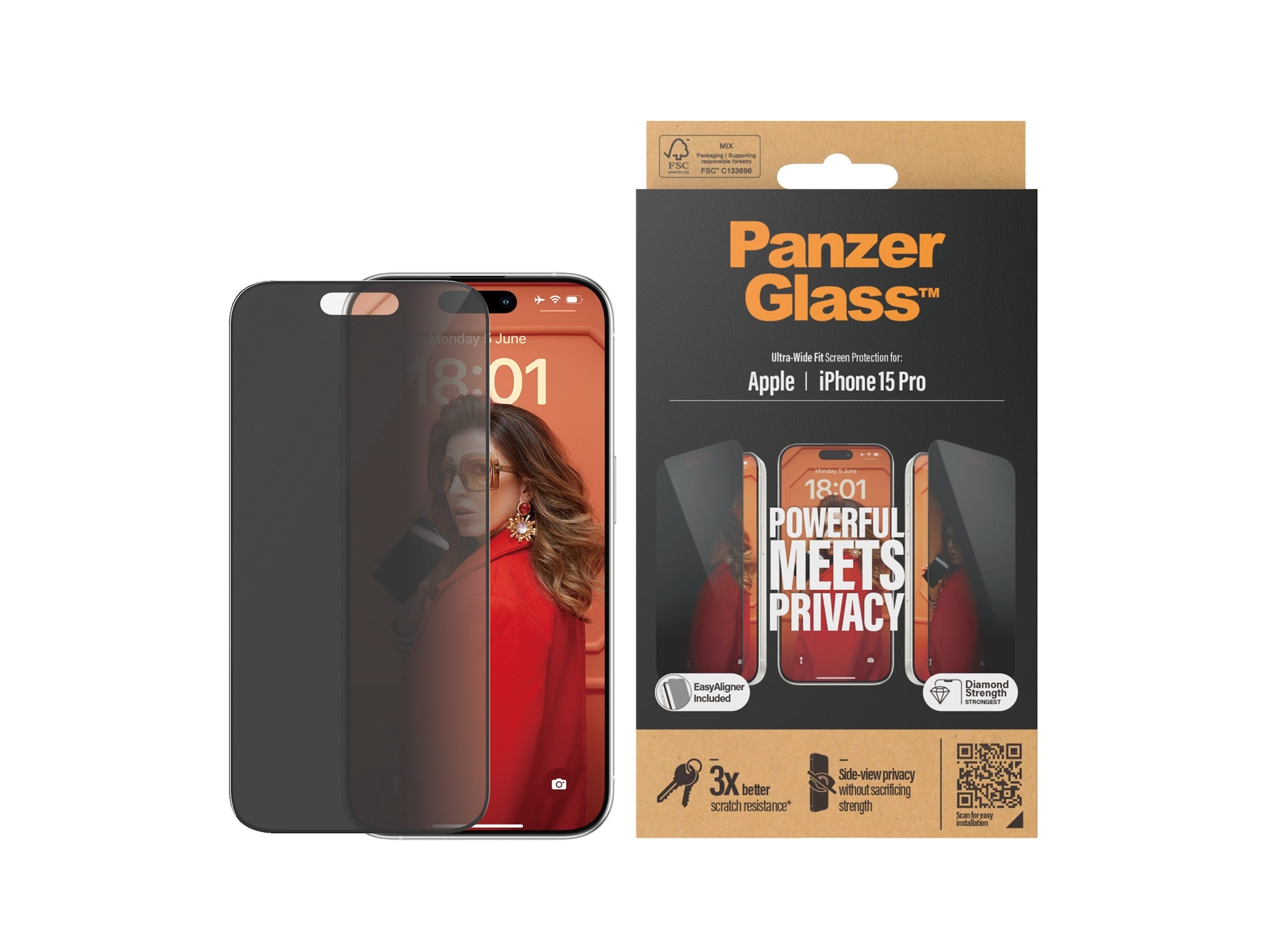 Panzerglass IPhone 15 Pro Privacy Skjermbeskytter Skjermbeskyttelse