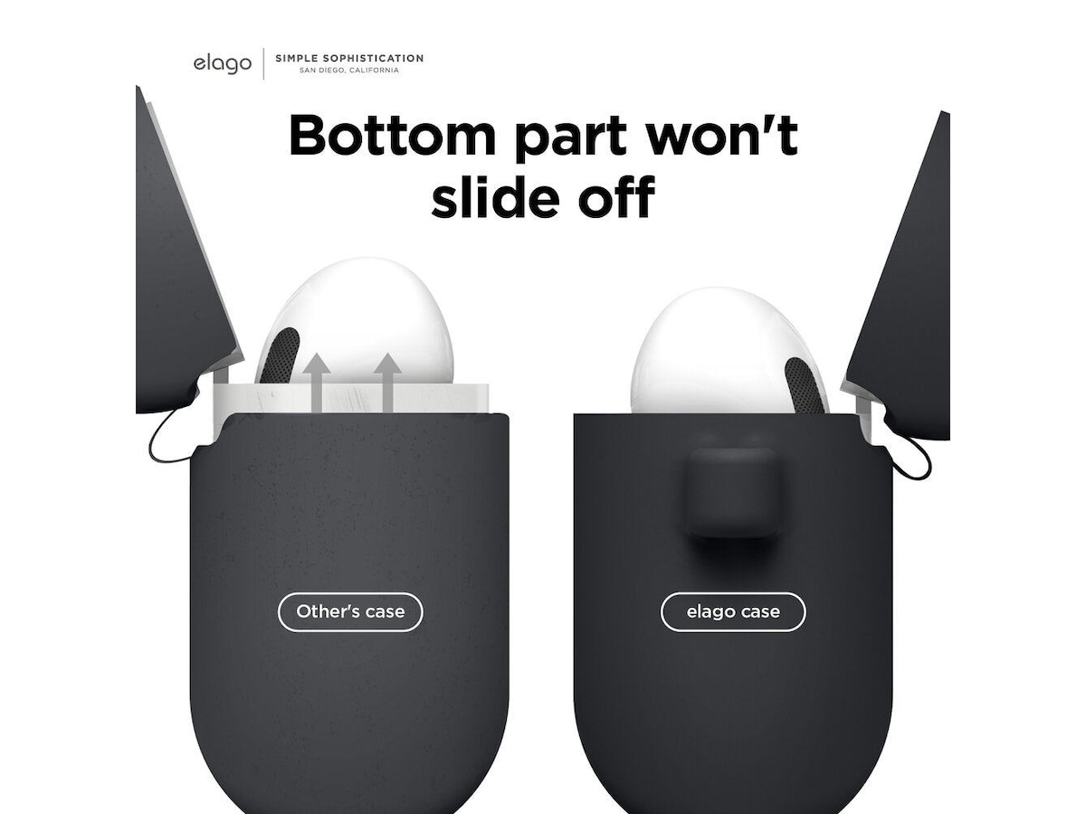 Elago Airpods 3 Silikonetui med karabinkrok (black) Tilbehør