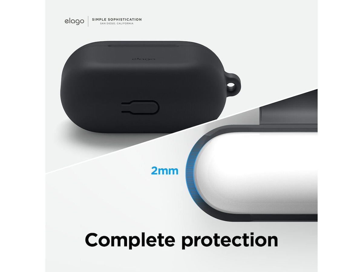 Elago Airpods 3 Silikonetui med karabinkrok (black) Tilbehør