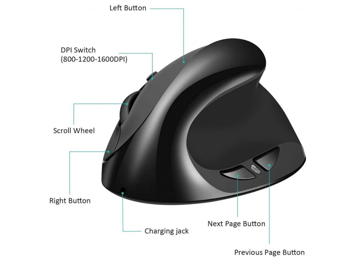 KENSON Vertical Mouse Comfi 2 trådløs mus (sort) Ergonomi