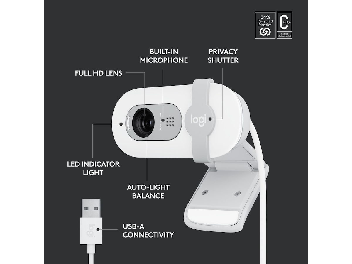 Logitech Brio 100 Full HD webkamera (off-white) 1080p