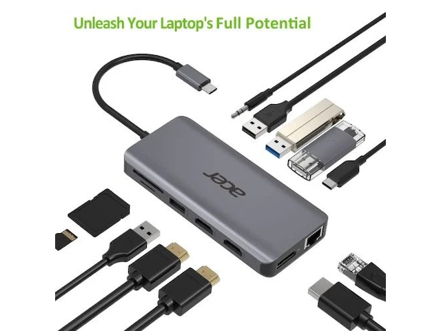 Acer 12-i-1 USB-C Multiport Docking (sølv) Dockingstasjon