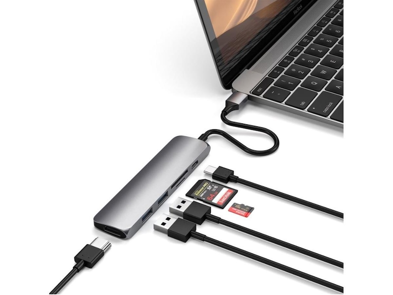 Satechi Slim MultiPort V2 Docking (stellargrå) USB-hub