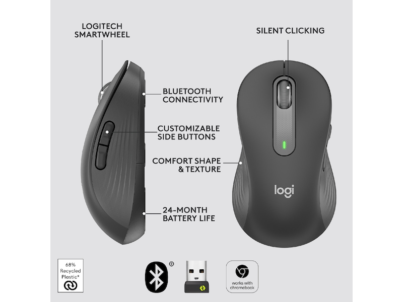 Logitech Signature M650 Large trådløs mus (grafittgrå) Mus