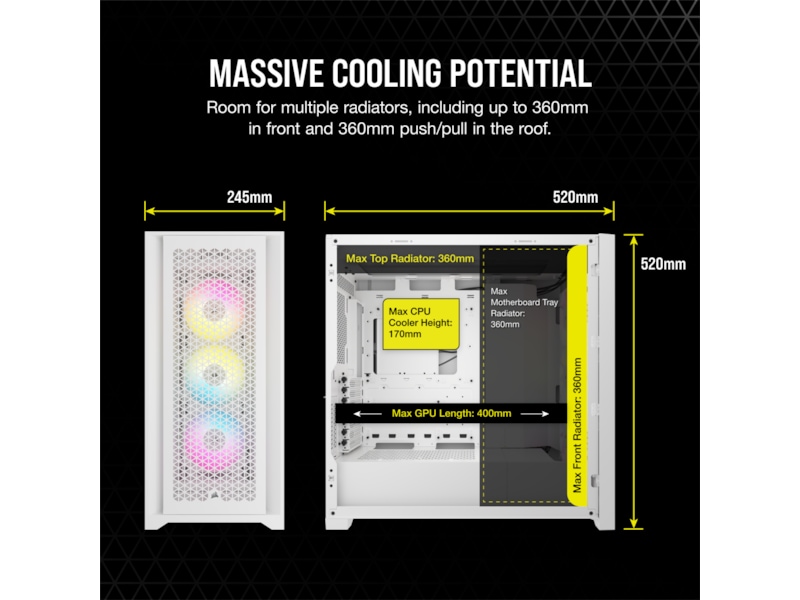 Corsair iCUE 5000D RGB Airflow Mid-Tower (hvit) Midi tower