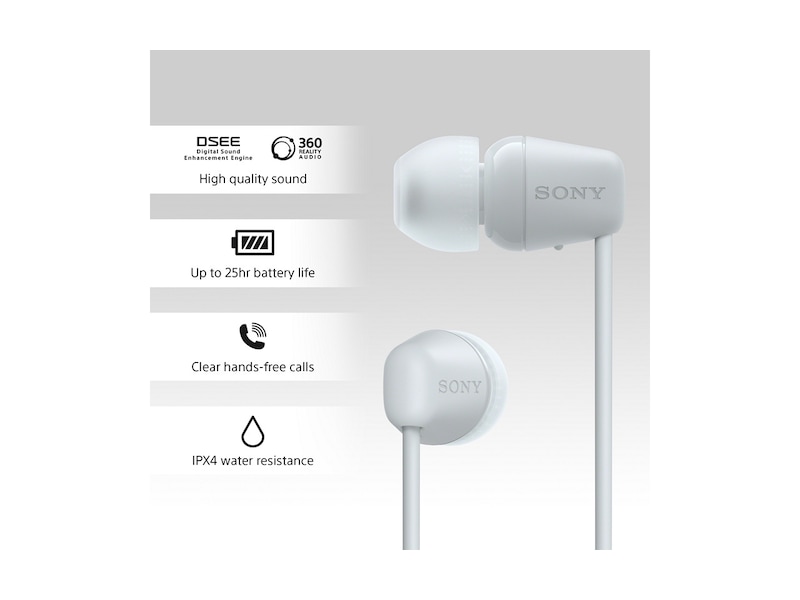 Sony WI-C100 Trådløse hodetelefoner, In-Ear (hvit) Øreplugger