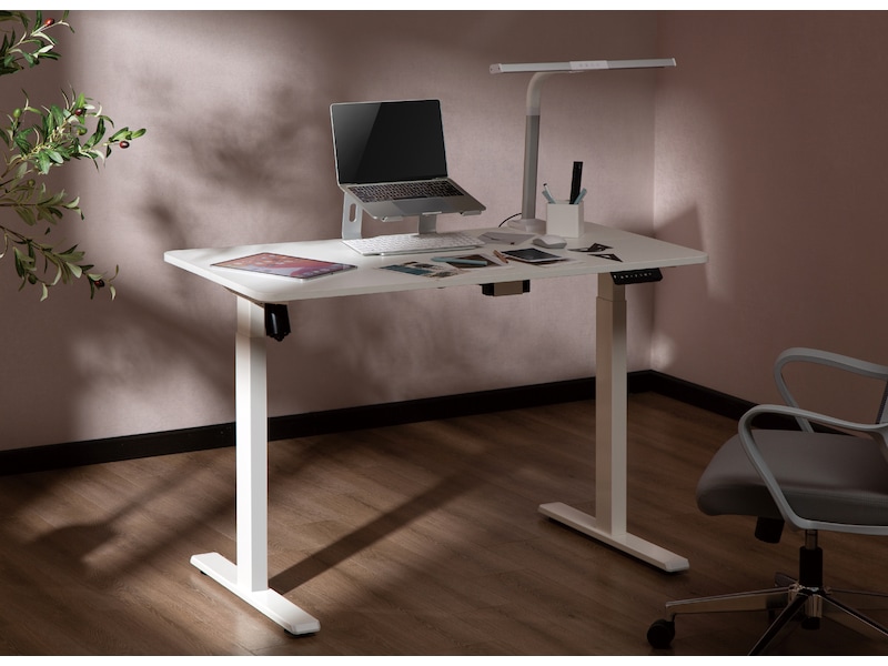 Ergonomisk Hev/Senk skrivebord 120cm (hvit/eik) Skrivebord