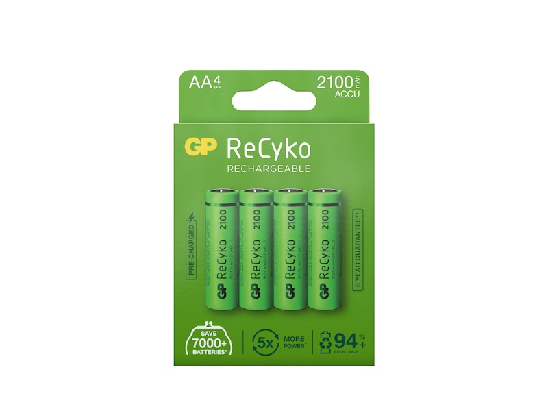 GP ReCyko oppladbar AA batteri 2100mAh, 4-pk Batterier til generell bruk