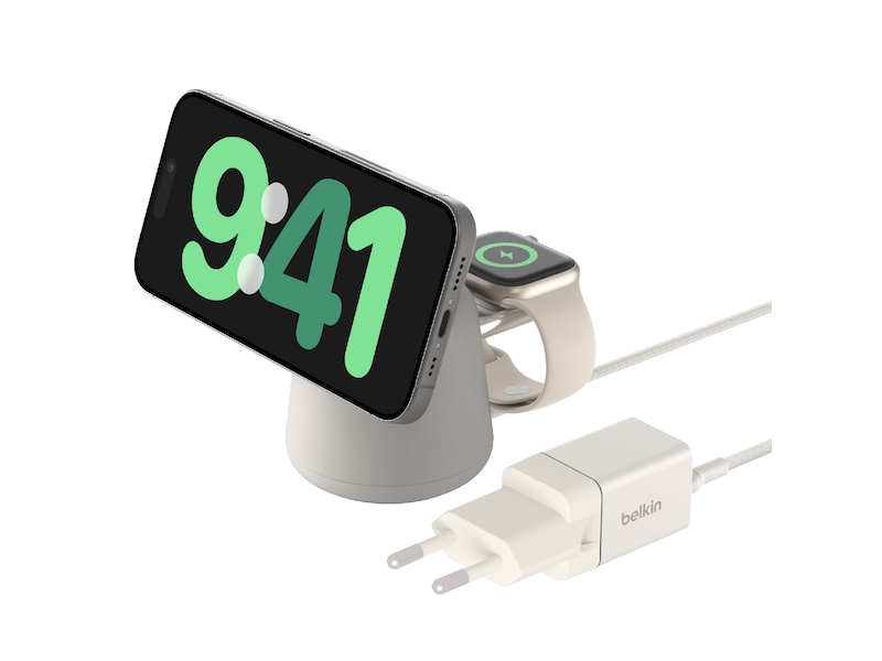 Belkin Boost Charge Pro 2-i-1 15W Trådløs ladestasjon (sand) Ladere