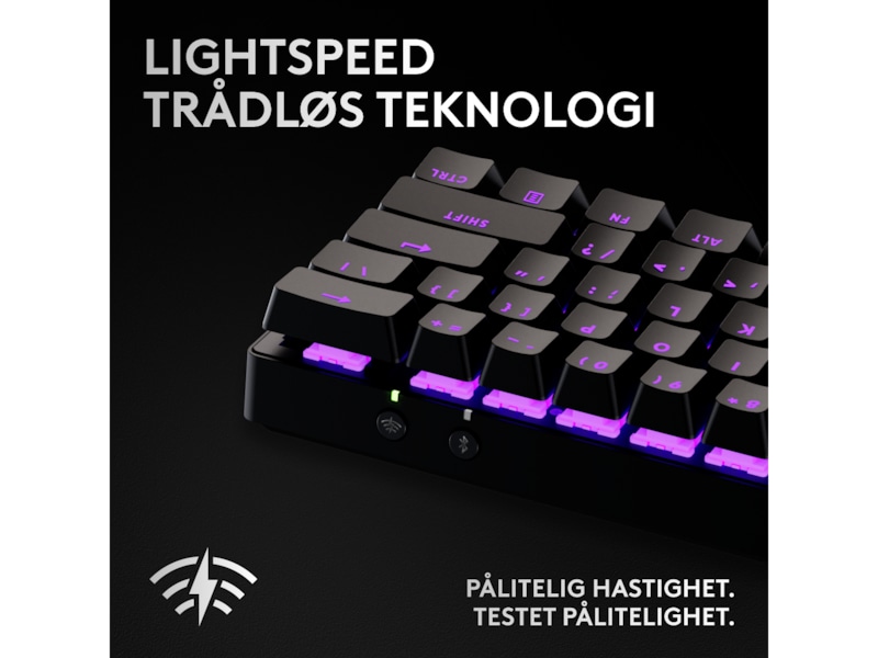 Logitech G Pro X 60 Lightspeed Tactile trådløst gamingtastatur (sort) Gaming Tastatur