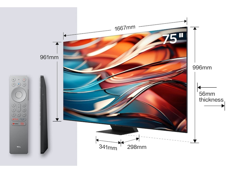 TCL 75" 75C855 QLED Pro 4K Google TV 144Hz TV-er