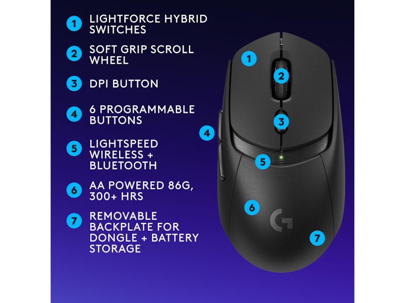 Logitech G G309 Lightspeed Gamingmus (sort) Gaming Mus