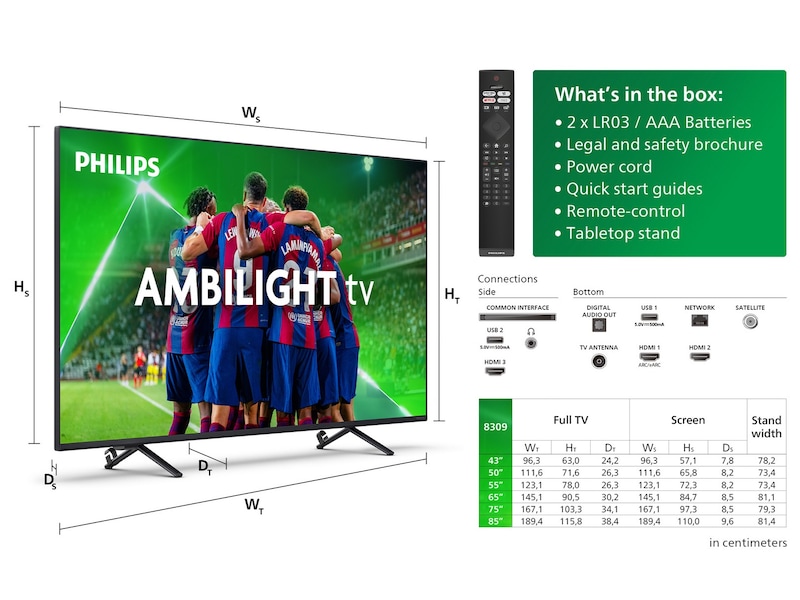 Philips 50" 4K UHD Smart TV Ambilight 50PUS8309 TV-er