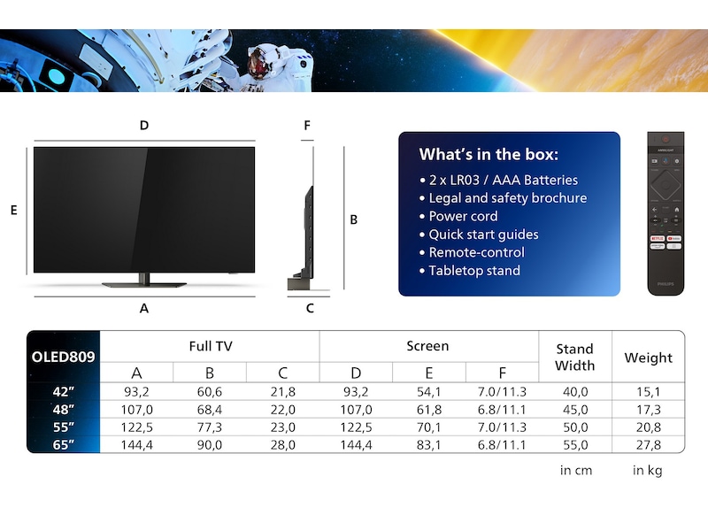 Philips 48" 4K UHD OLED Smart TV Ambilight 48OLED809 TV-er