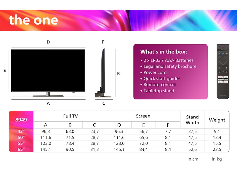 Philips 43" "The One" 4K UHD Smart TV Ambilight 43PUS8949 TV-er