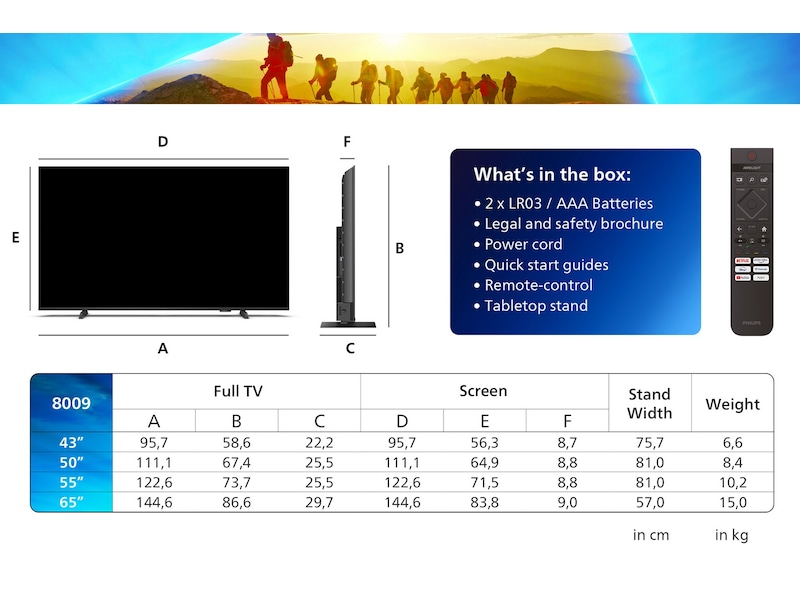 Philips 55" 4K UHD LED Smart TV Ambilight 55PUS8009 TV-er