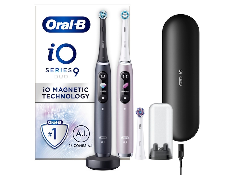 Oral-B iO 9 Duo Elektriske Tannbørster (sort & lys rosa) Tannpleie