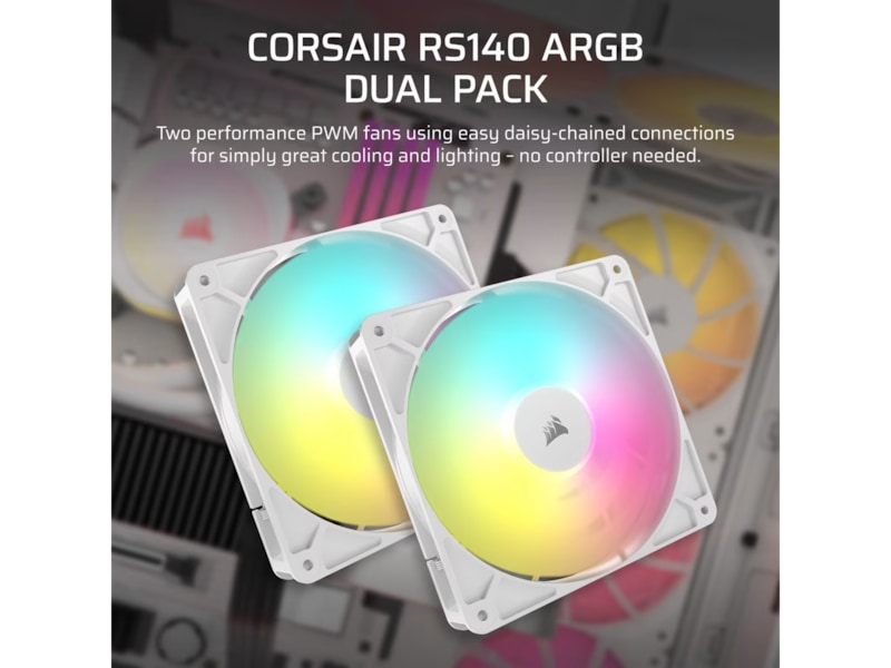 Corsair RS140 ARGB Vifte 2pk (hvit) Vifter