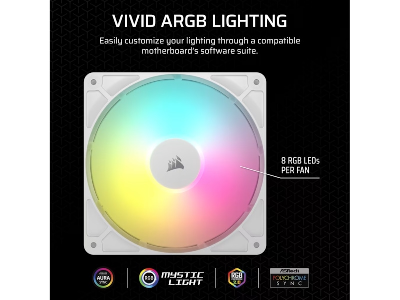 Corsair RS140 ARGB Vifte 2pk (hvit) Vifter