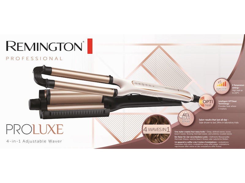 Remington PROluxe 4-in-1 Justerbar bølgetang Hårpleie & styling