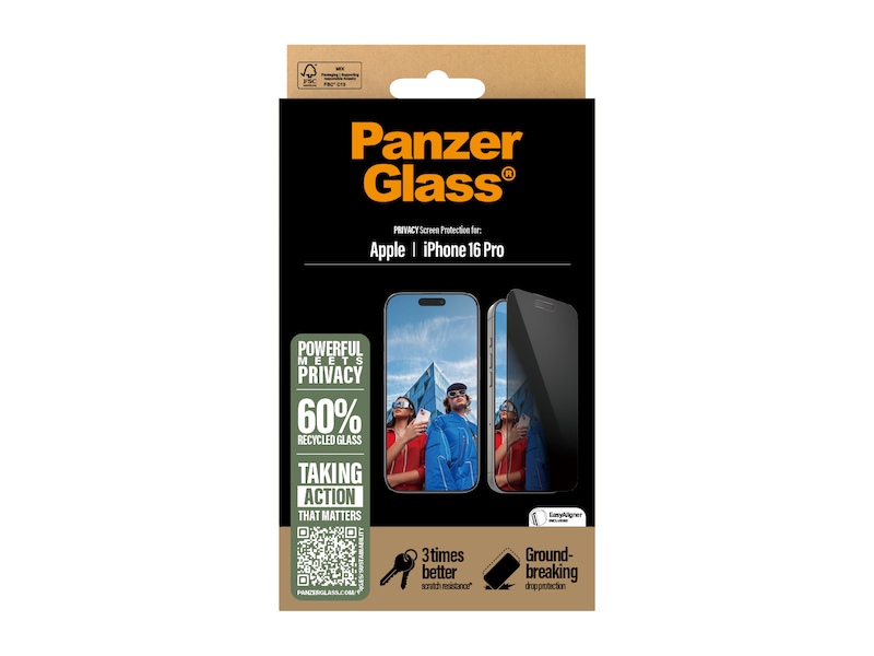 PanzerGlass iPhone 16 Pro Privacy skjermbeskytter Skjermbeskyttelse