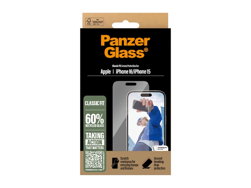 PanzerGlass iPhone 15 / 16 skjermbeskytter Skjermbeskyttelse