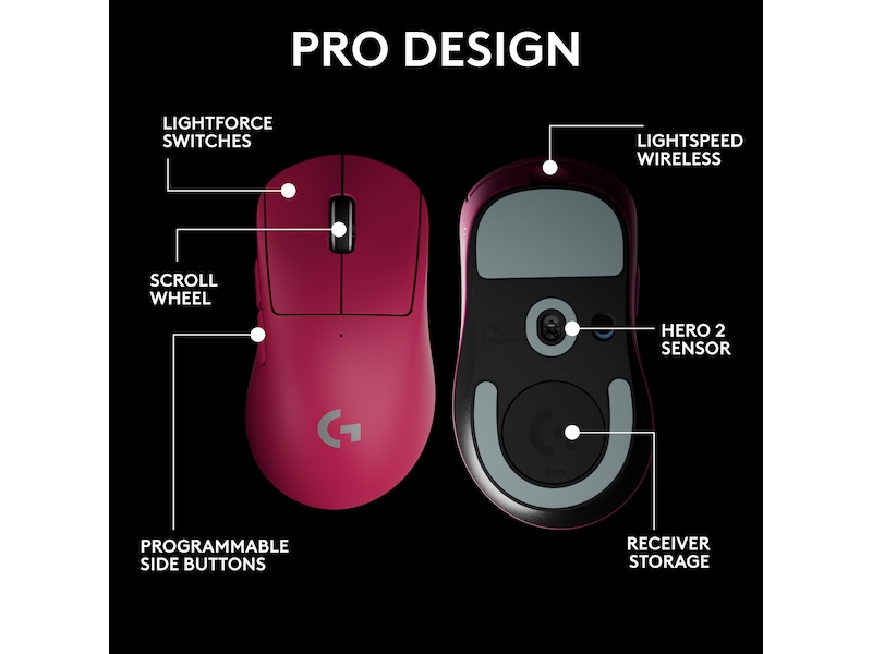 Logitech G Pro X Superlight 2 DEX trådløs gamingmus (rosa) Gaming Mus