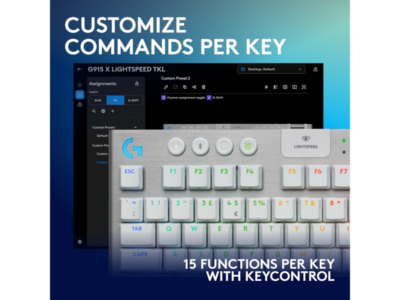 Logitech G915 X Lightspeed TKL Trådløst Gamingtastatur (hvit) Gaming Tastatur