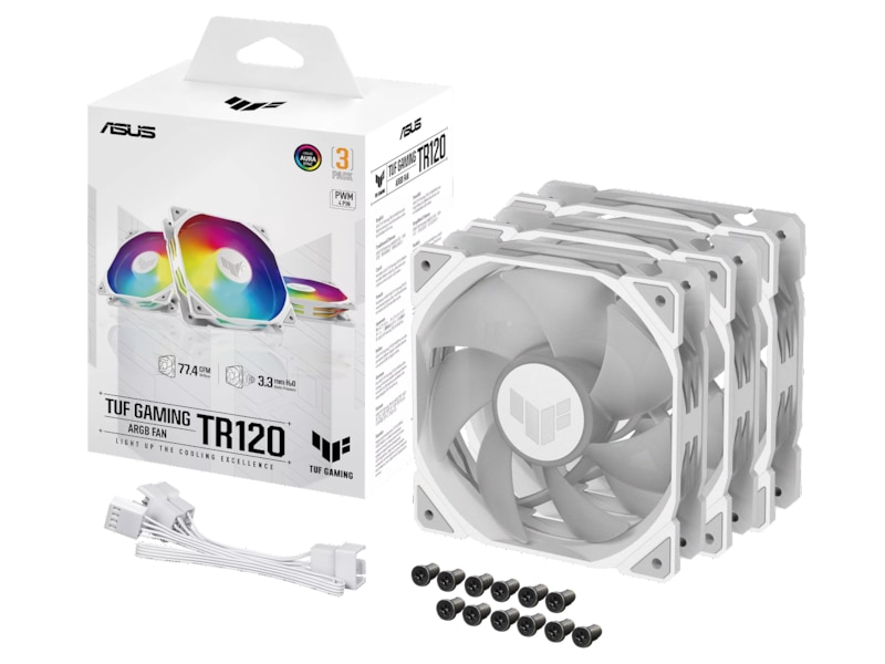 Asus TUF Gaming TR120 ARGB Vifte 3pk (hvit) Vifter