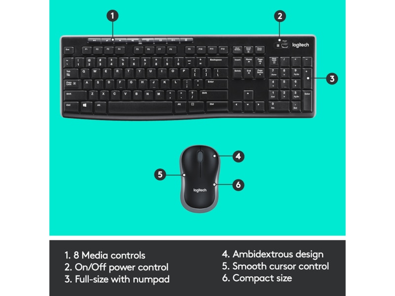 Logitech MK270 Combo Trådløs Mus & tastatur -kombinasjonspakker