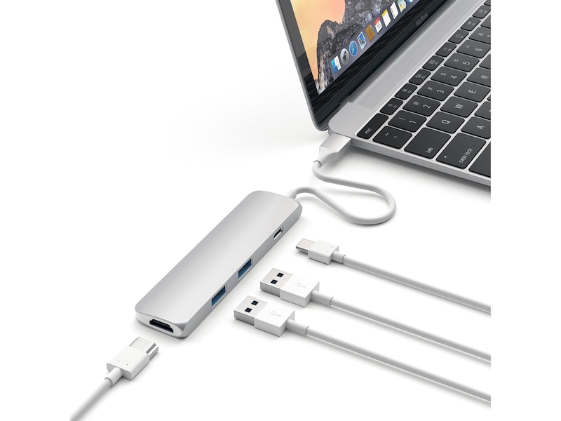 Satechi Slim MultiPort 4K Docking (sølv) USB-hub