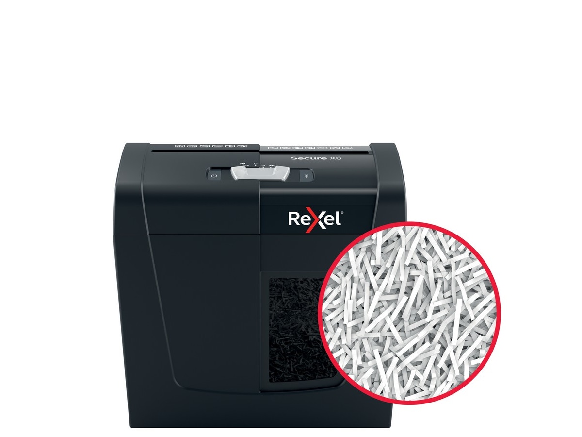 Rexel Makuleringsmaskin Secure X6, krysskutt P4 (sort) Makuleringsmaskiner