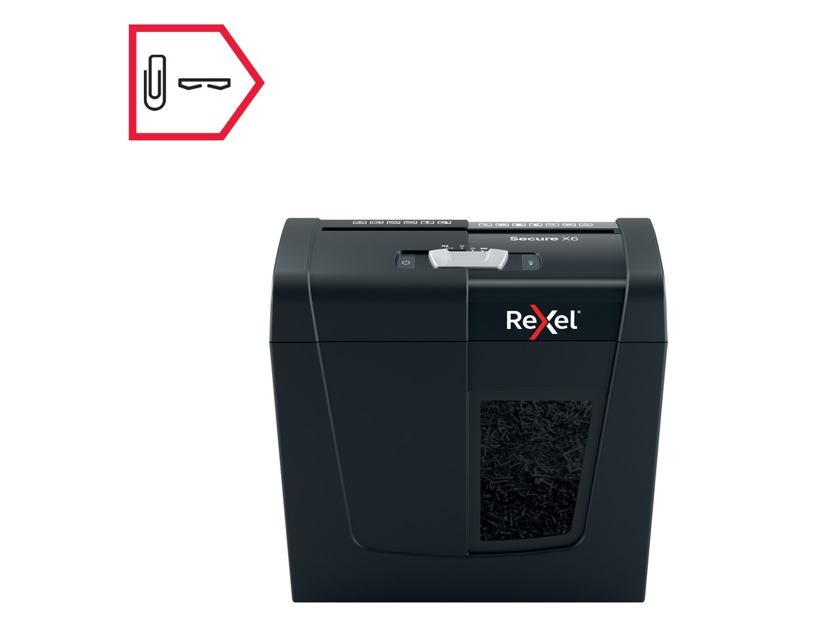 Rexel Makuleringsmaskin Secure X6, krysskutt P4 (sort) Makuleringsmaskiner