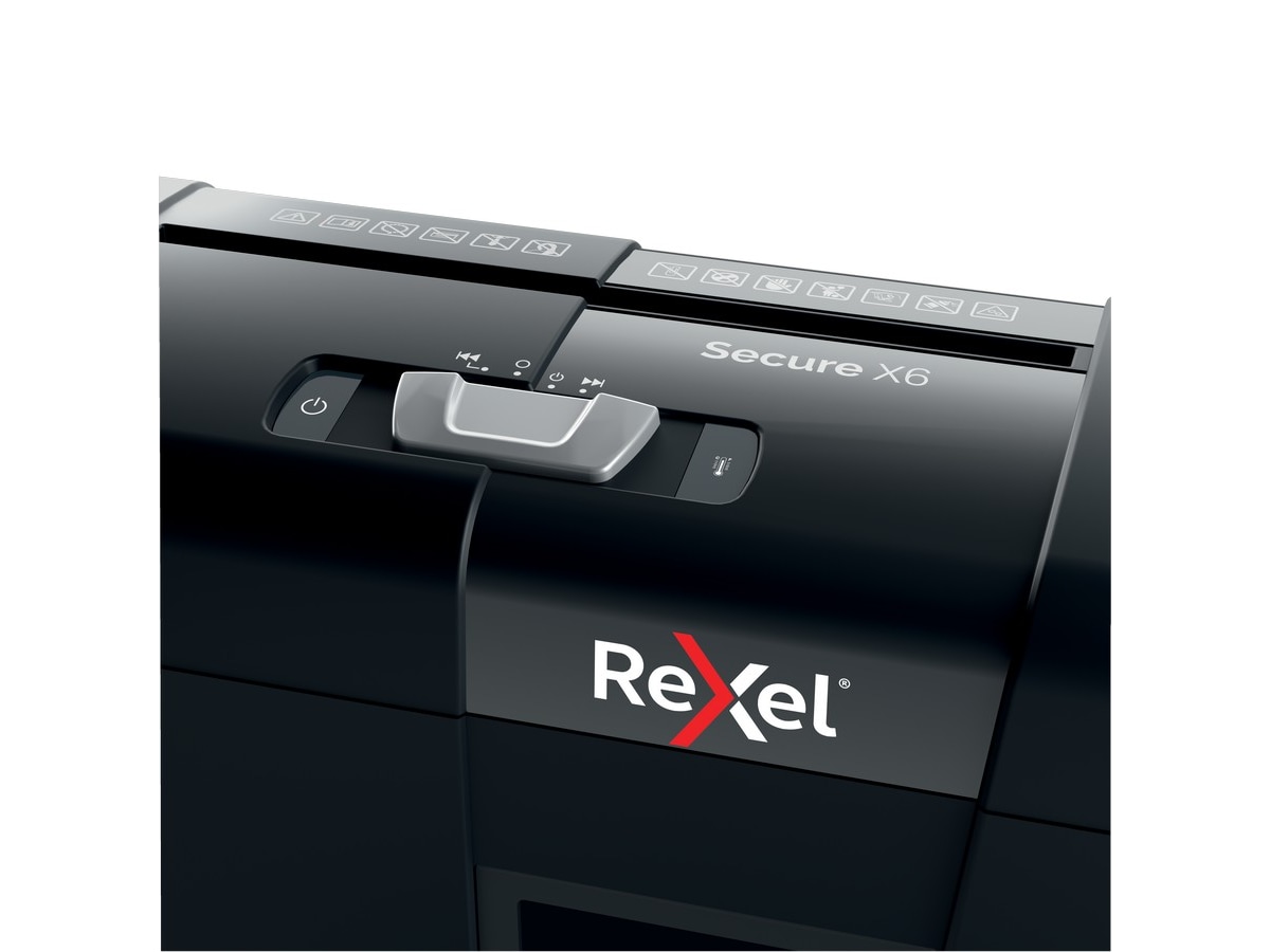 Rexel Makuleringsmaskin Secure X6, krysskutt P4 (sort) Makuleringsmaskiner