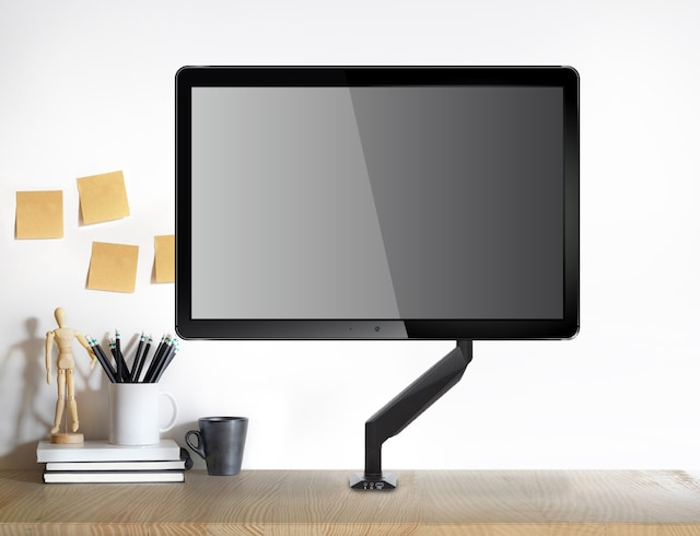 Gassarm med skjerm montert på skrivebordet Gassarm med skjerm montert på skrivebordet