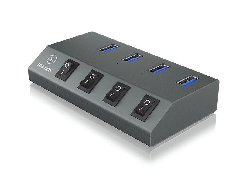 Icy Box 4-ports USB 3.0-hub, aluminiumskabinett